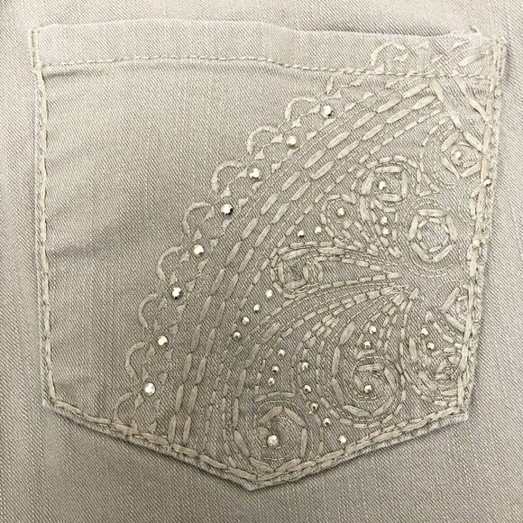 Hannah Jeans Ivory Womens 14 Missy Cropped Capri Cream Embroidered Bejeweled - Picture 2 of 11